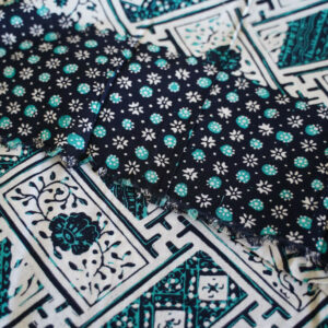 Batik Coton Paris Pekalongan Java – fleuri bleu noir